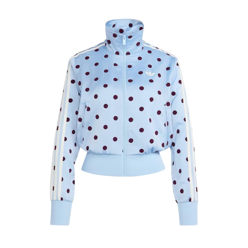 Adidas Women's Satin Polka Dots TT Track Jacket Clear Sky