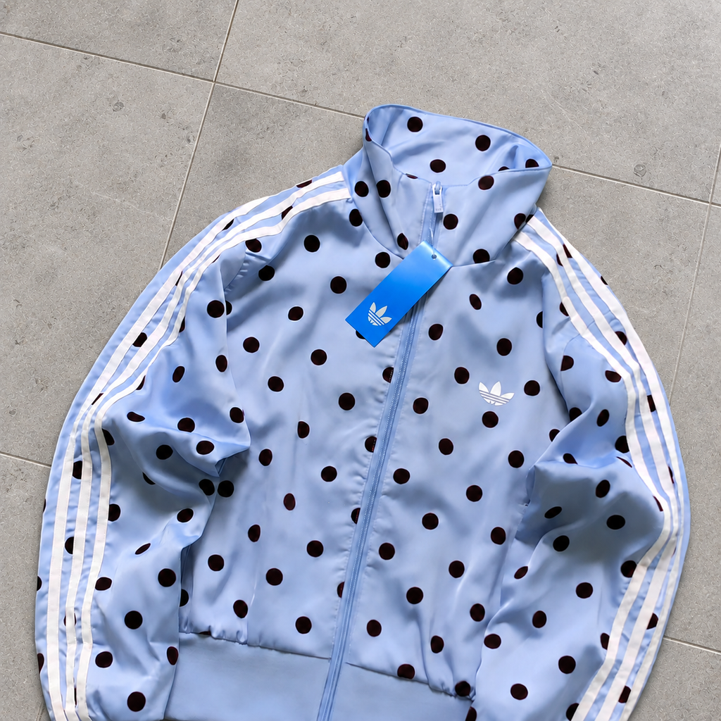 Adidas Women's Satin Polka Dots TT Track Jacket Clear Sky