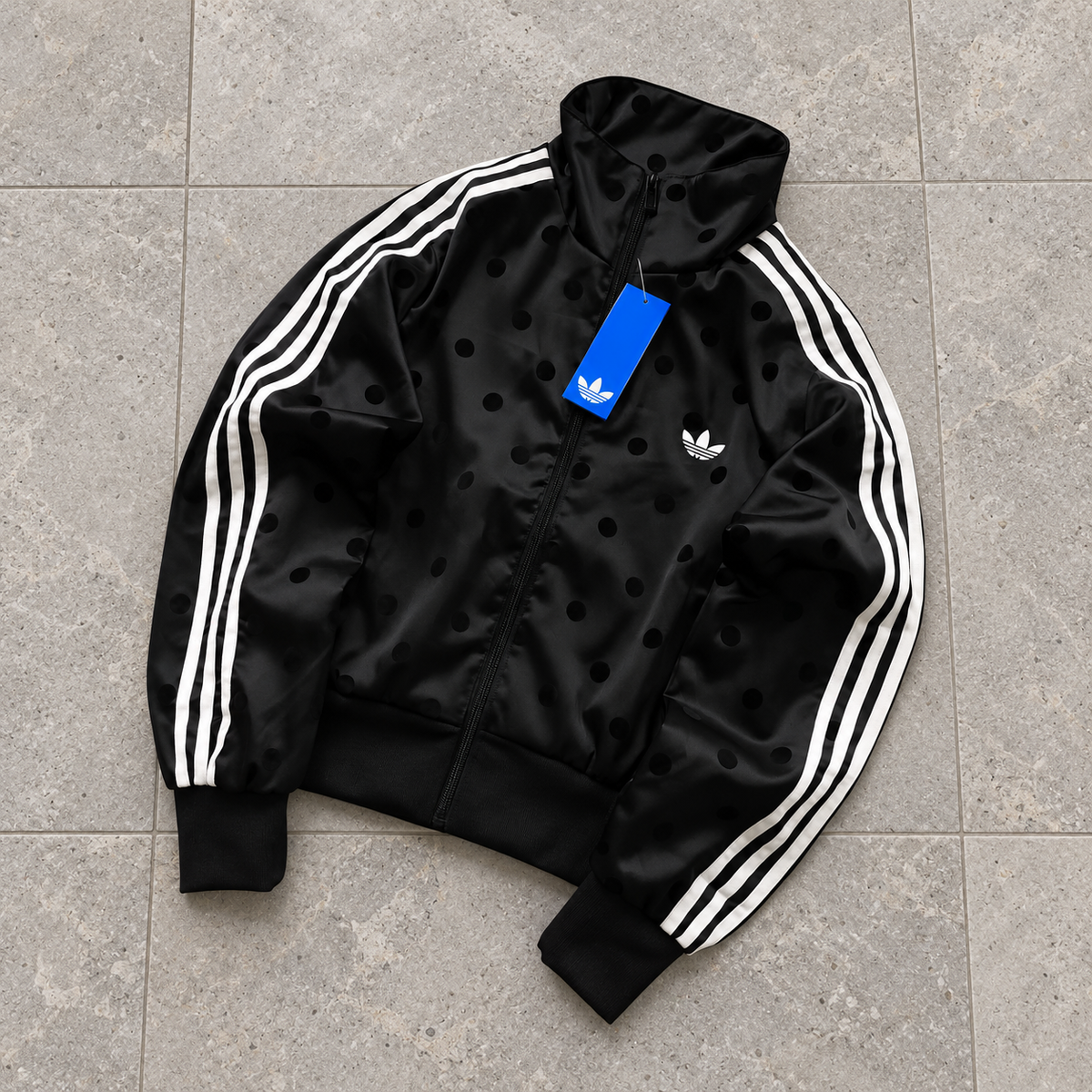 Adidas Women's Satin Polka Dots TT Track Jacket Black