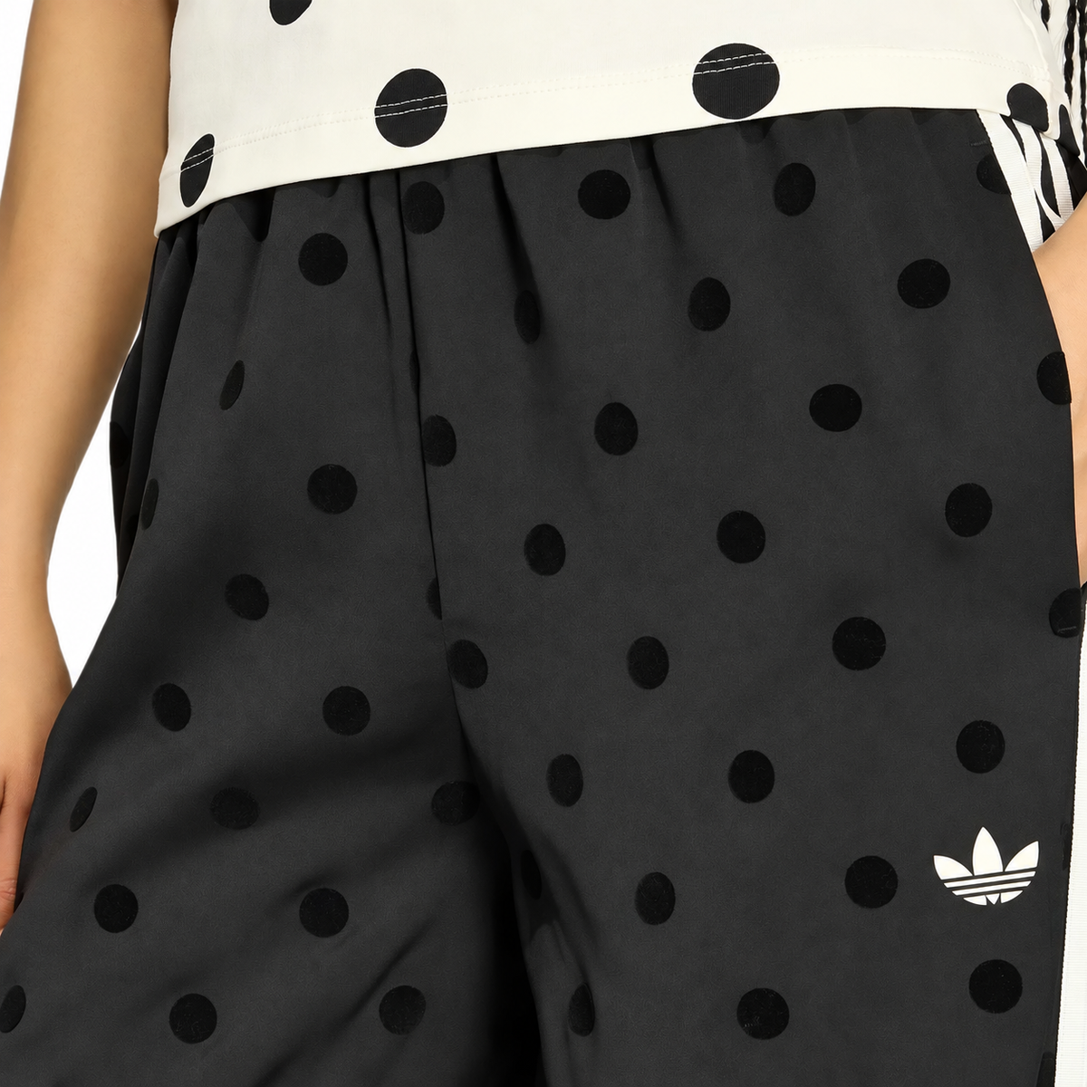 Adidas Women's Satin Polka Dots Wide Leg Pant Black