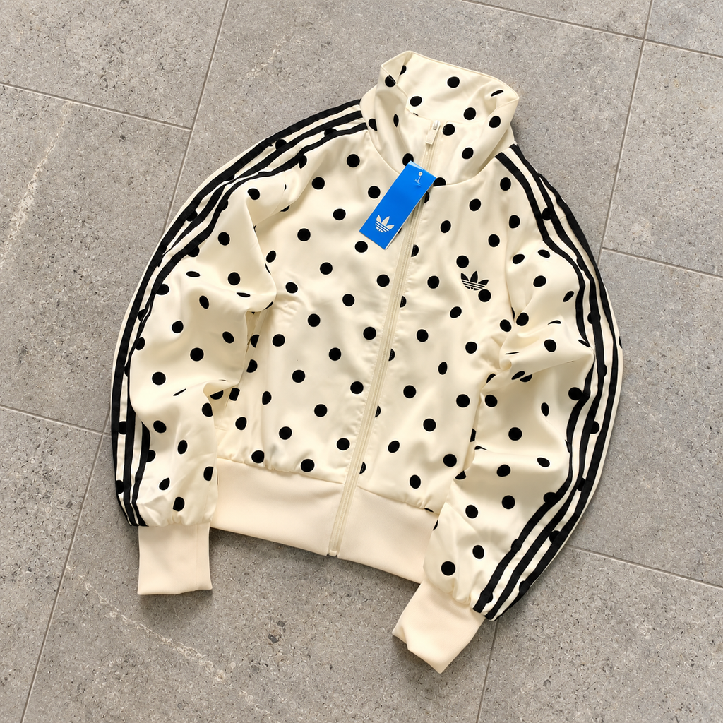 Adidas Women's Satin Polka Dots TT Track Jacket Off White