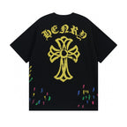 Chrome Hearts T-Shirt Cross Cemetery Paint Drips Black