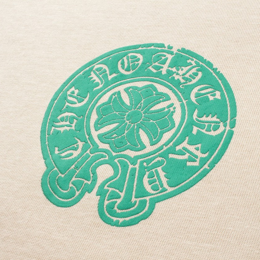 Chrome Hearts T-Shirt Cross Cemetery Paint Drips Cream