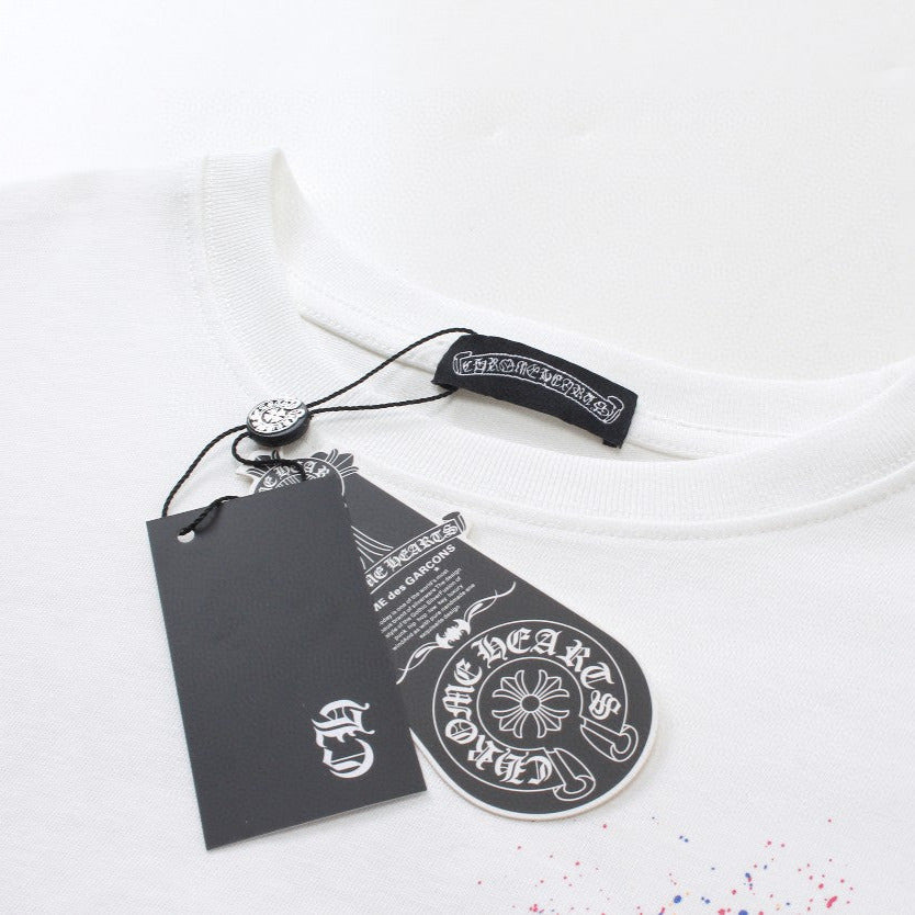 Chrome Hearts T-Shirt Horse Shoe Logo Pocket Dripped White