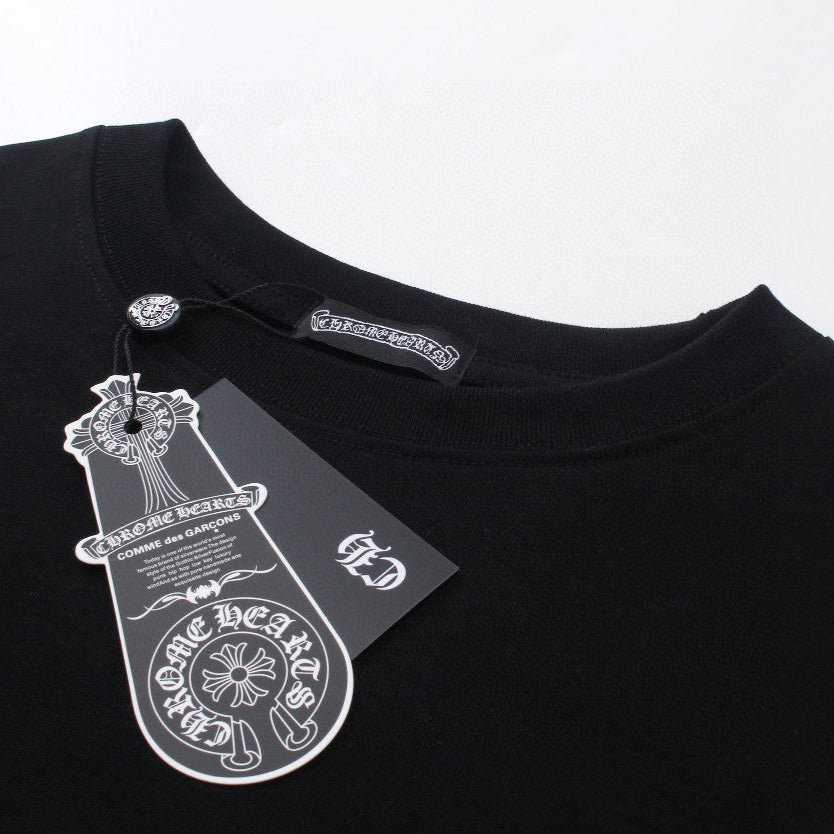 Chrome Hearts T-Shirt Red Horse Shoe Logo Pocket Black