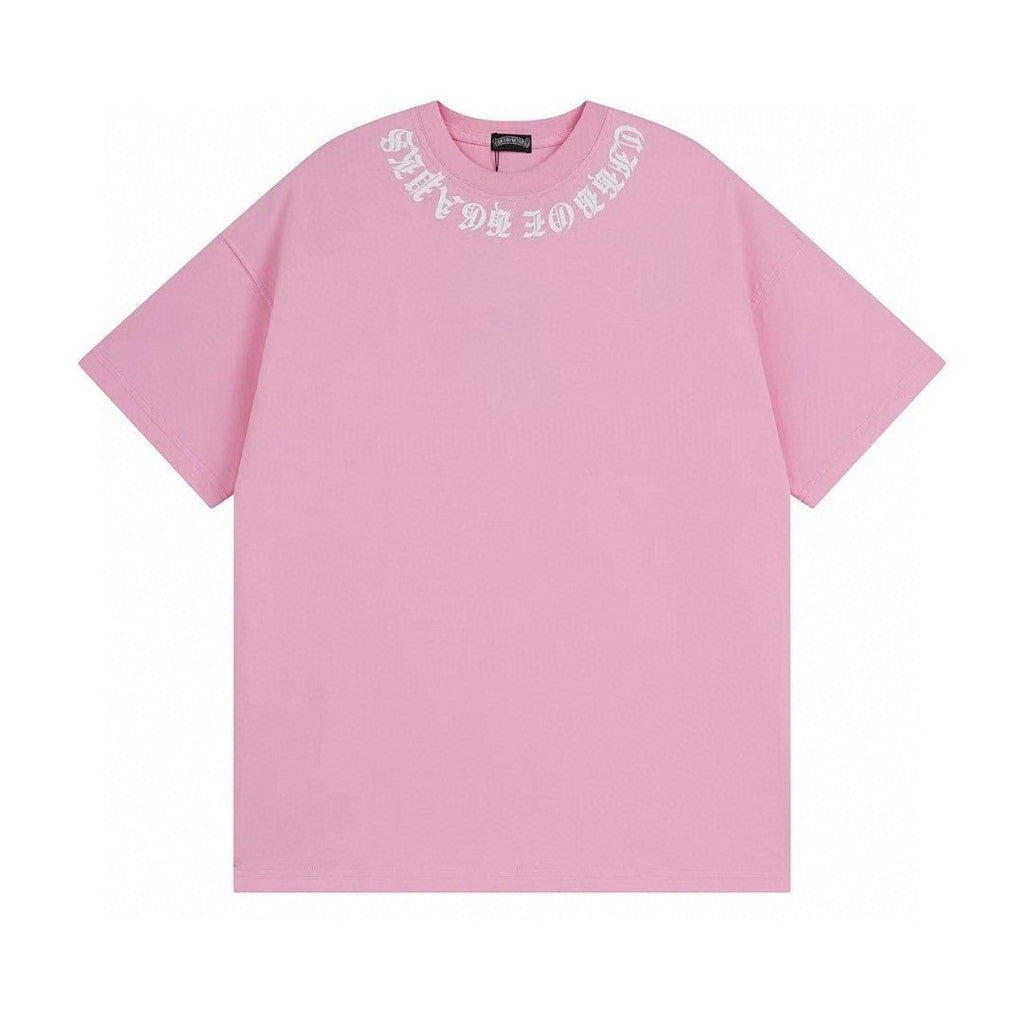 Chrome Hearts T-Shirt Necklogo Back Printed Cross Pink