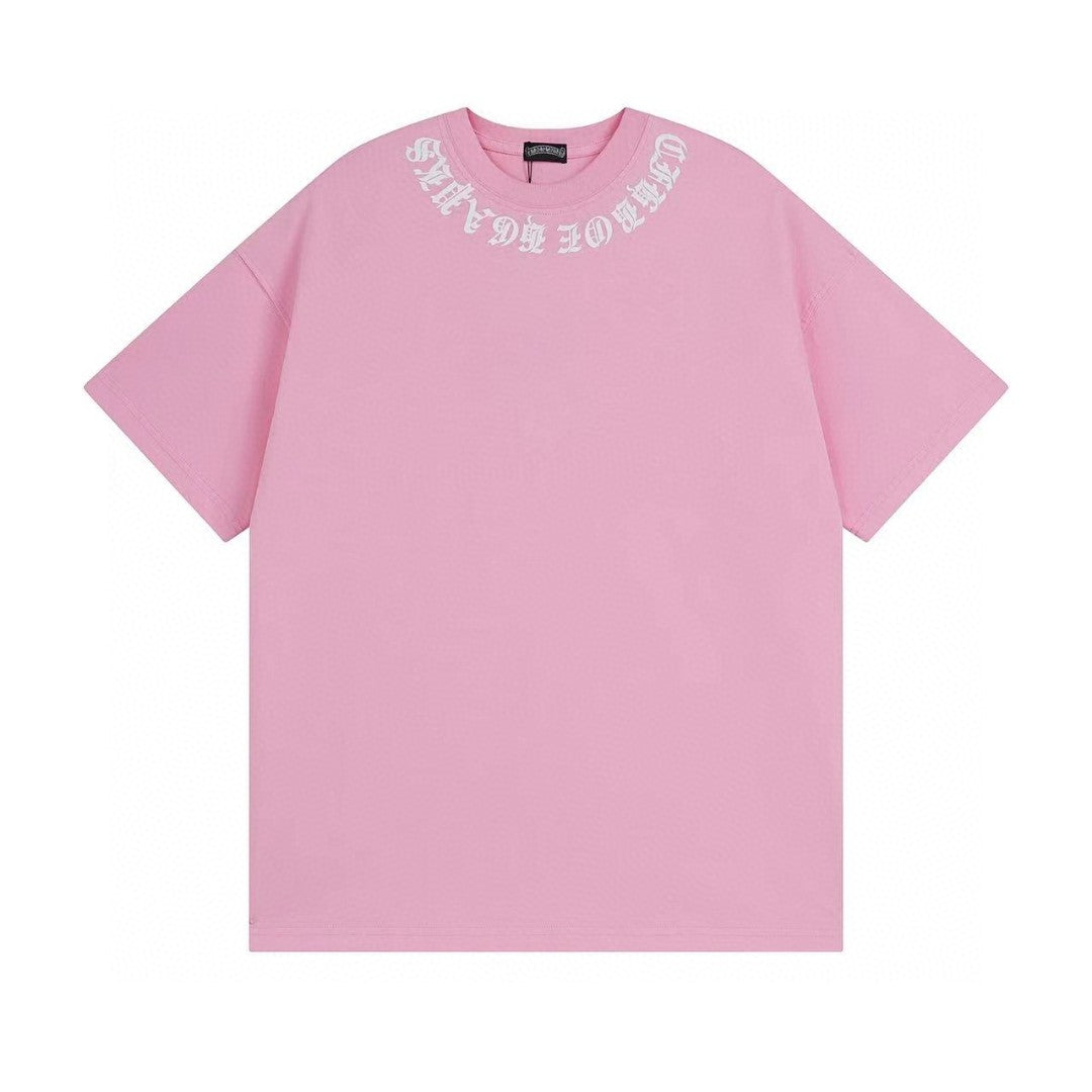 Chrome Hearts T-Shirt Necklogo Back Printed Cross Pink