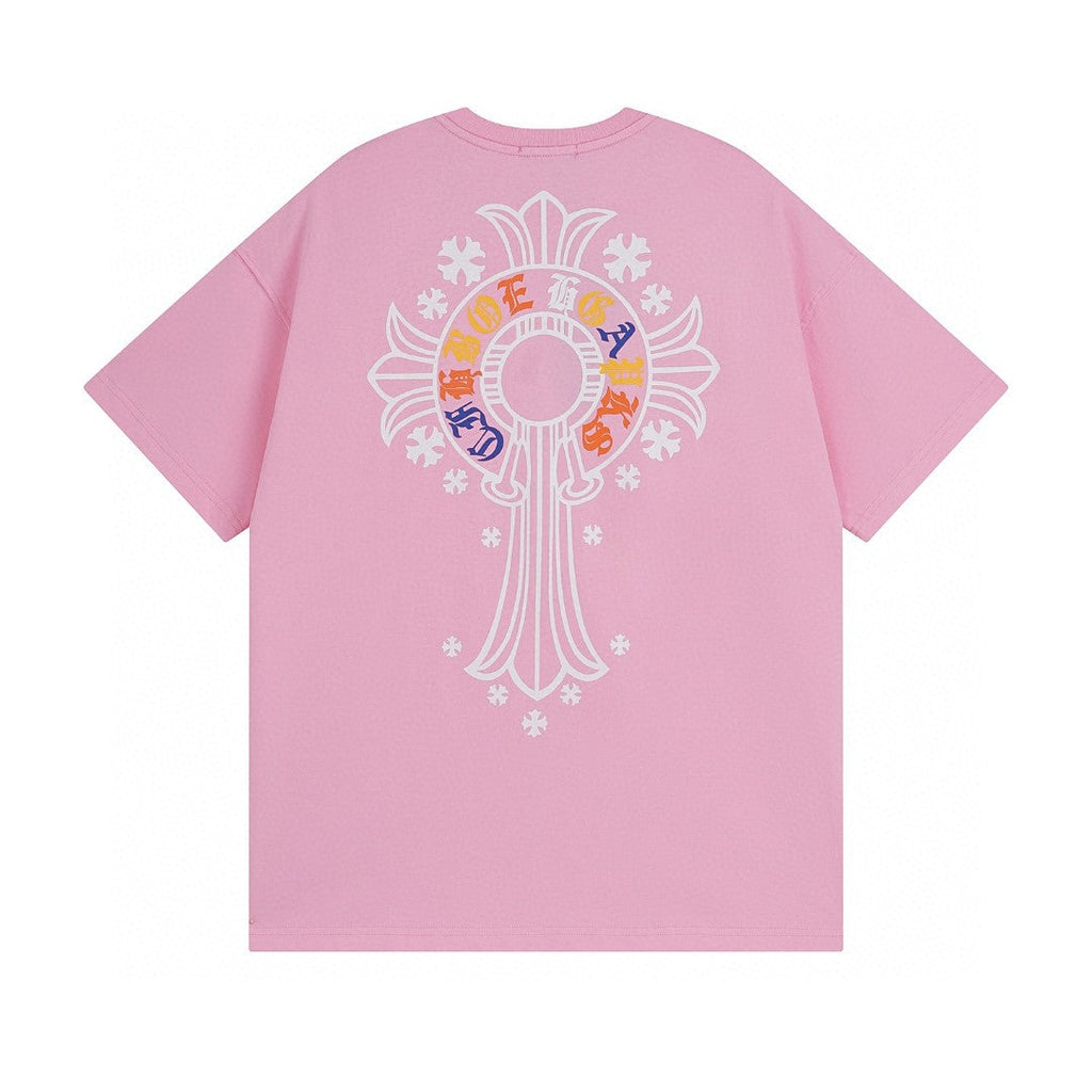 Chrome Hearts T-Shirt Necklogo Back Printed Cross Pink