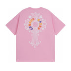 Chrome Hearts T-Shirt Necklogo Back Printed Cross Pink