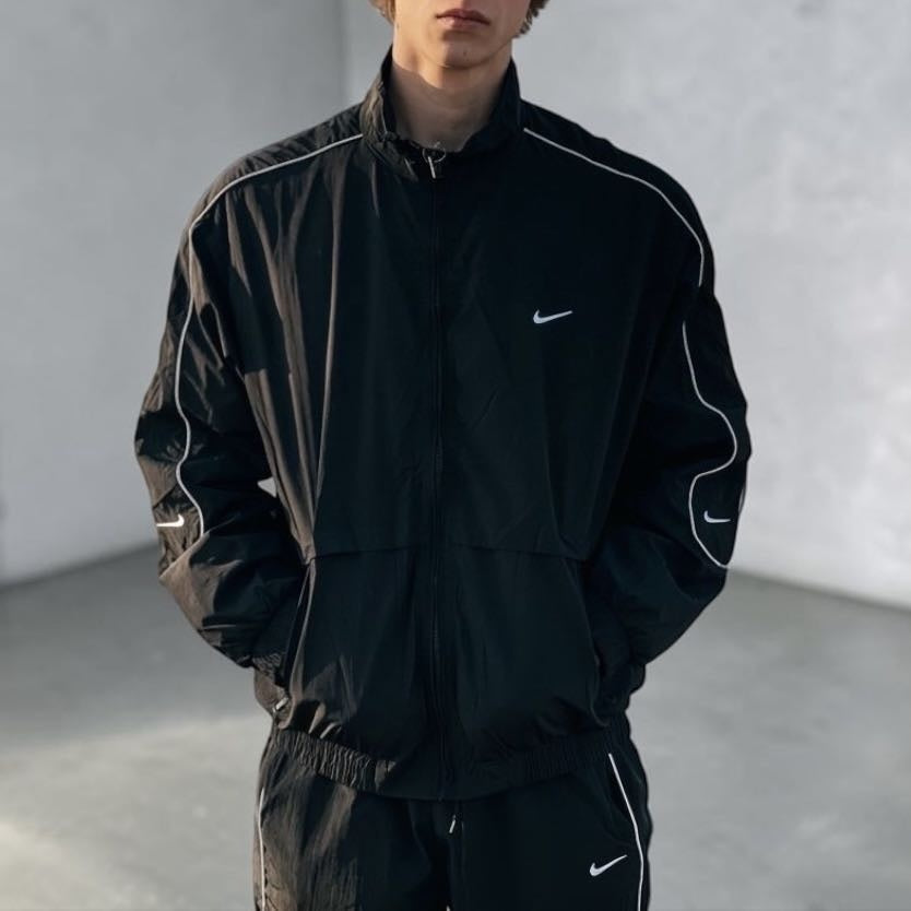 Nike Solo Swoosh Woven Track Jacket Black White