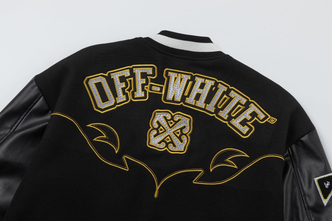 Off-White Varsity Bomber Jacket Horseshoe Black