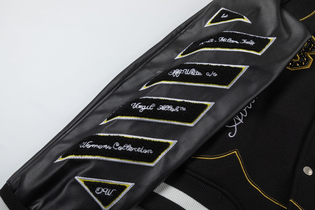 Off-White Varsity Bomber Jacket Horseshoe Black